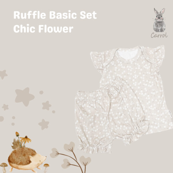 Carrol n Barrol Ruffle Basic Set Flowers n Sea Collections - Setelan Anak Ruffle Katun Ribbed - Setelan Motif Lucu - Gambar 5
