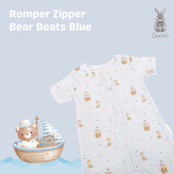 Carrol n Barrol Romper Zipper Flowers n Sea Collections - Romper Bayi Katun Ribbed Lucu - Romper Motif Lucu - Gambar 2