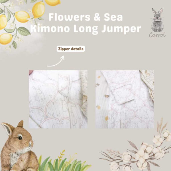 Carrol n Barrol Kimono Jumper Long Flowers n Sea Collections - Jumper Bayi Katun Ribbed Lucu - Jumper Motif Lucu - Gambar 2