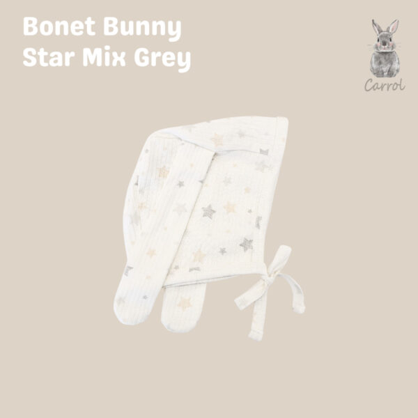Carrol n Barrol Bonet Bunny Flowers n Sea Collection - Topi Bunny Bayi Katun Ribbed - Gambar 4