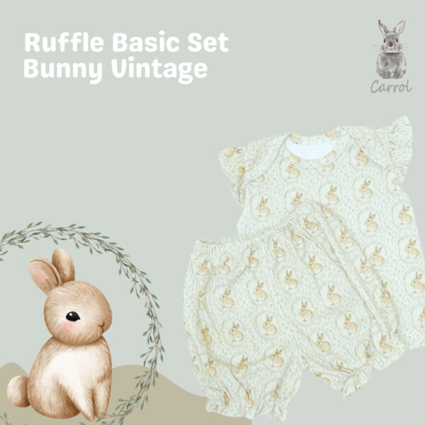 Carrol n Barrol Ruffle Basic Set Flowers n Sea Collections - Setelan Anak Ruffle Katun Ribbed - Setelan Motif Lucu - Gambar 3