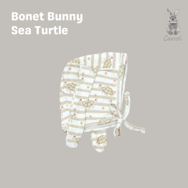 Carrol n Barrol Bonet Bunny Flowers n Sea Collection - Topi Bunny Bayi Katun Ribbed - Gambar 5