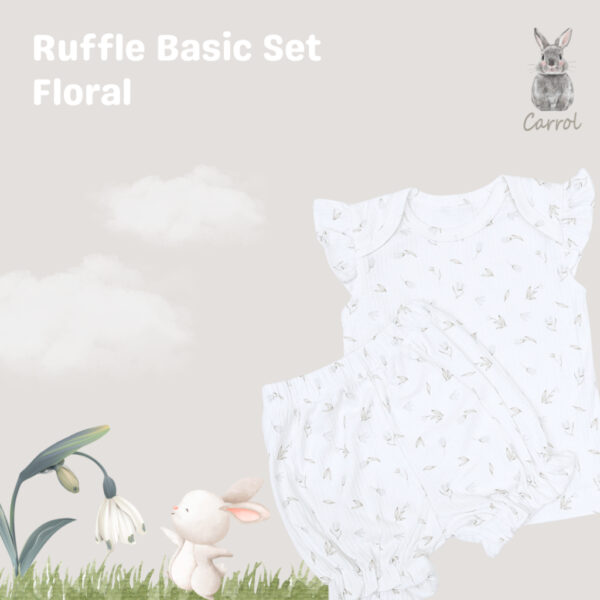 Carrol n Barrol Ruffle Basic Set Flowers n Sea Collections - Setelan Anak Ruffle Katun Ribbed - Setelan Motif Lucu - Gambar 4