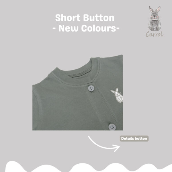 Carrol n Barrol Short Button Plain Forest Colors - Setelan Pendek Bayi Katun - Gambar 3