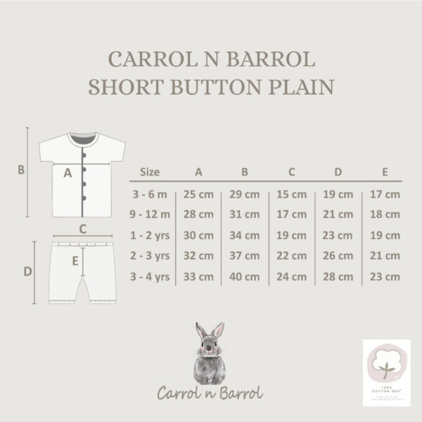 Carrol n Barrol Short Button Plain Forest Colors - Setelan Pendek Bayi Katun - Gambar 7