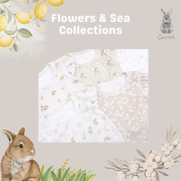 Carrol n Barrol Tank Ruffle Jumper Flowers n Sea Collections - Jumper Bayi Ruffle Lucu - Jumper ribbed katun lucu - Gambar 2