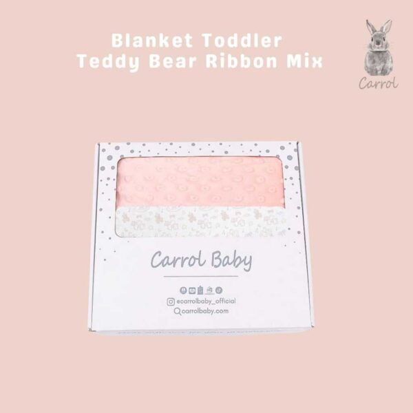Carrol Baby Blanket Toodler Teddy Bear n Ribbon Mix - Toodler Blanket - Selimut Anak