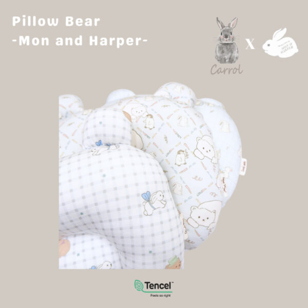Carrol Baby X Mon n Harper New Born Pillow Bears Ears - Baby Pilow Tencel - Bantal Peyang - Bantal  Kepala Bayi Tencel - Carrol X Mon n Harper Collections - Gambar 2