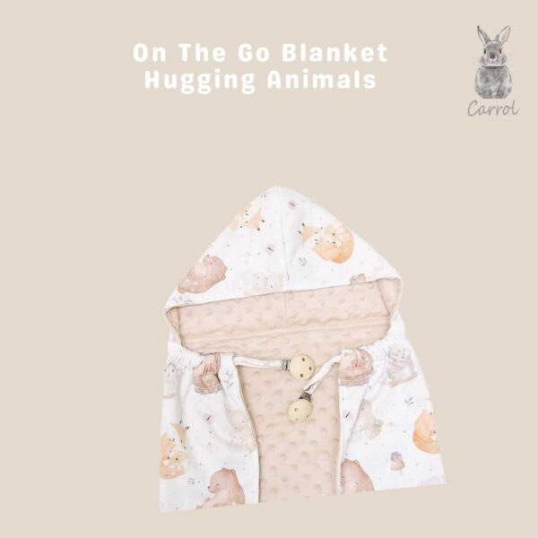 Carrol Baby On The Go Blanket Hugging animals watercolour - Selimut On The Go Bayi
