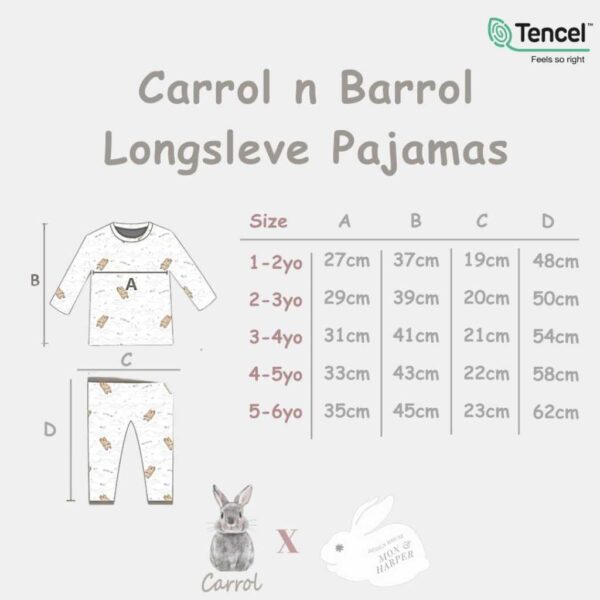 Carrol n Barrol X Mon n Harper Long Sleeve Pajamas - Piyama Anak - Piyama Tencel - Carrol X Mon n Harper Collections - Gambar 6