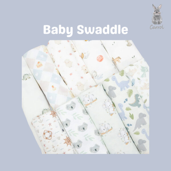 Carrol n Barrol Swaddle Baby Bear n friends Collections - Bedong Bayi Katun Motif - Baby Swaddle Cotton - Gambar 2