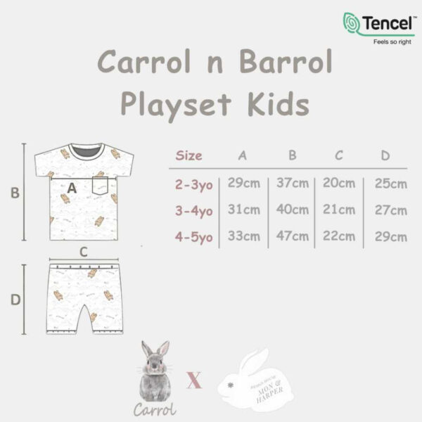 Carrol n Barrol X Mon n Harper Playset Kids Tencel - Setelan Anak - Setelan Pendek Anak - Setelan Tencel - Carrol X Mon n Harper Collections - Gambar 6
