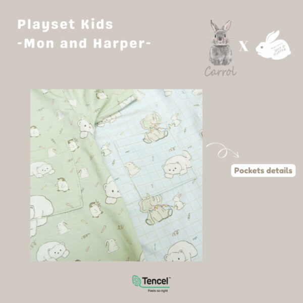 Carrol n Barrol X Mon n Harper Playset Kids Tencel - Setelan Anak - Setelan Pendek Anak - Setelan Tencel - Carrol X Mon n Harper Collections - Gambar 3