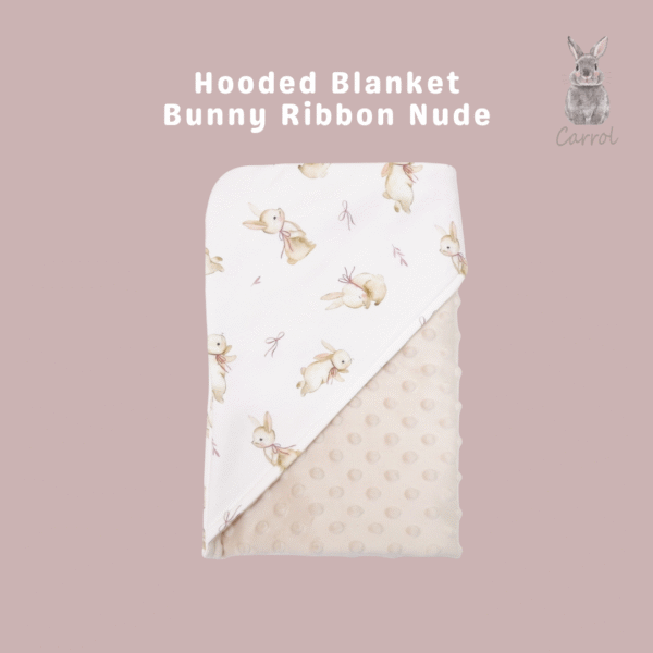 Carrol Baby Blanket Bunny Ribbon Nude  - Selimut Bayi - Selimut Minky - Gambar 2