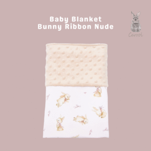Carrol Baby Blanket Bunny Ribbon Nude  - Selimut Bayi - Selimut Minky