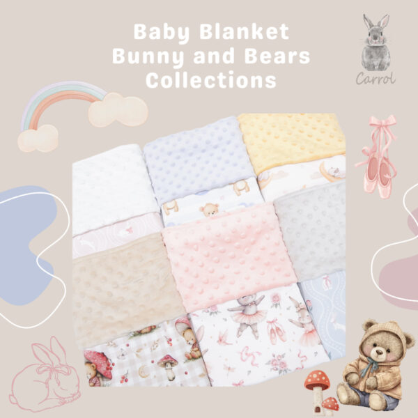 Carrol Baby Blanket Baby Rose Bunny - Selimut Bayi - Selimut Minky - Gambar 3