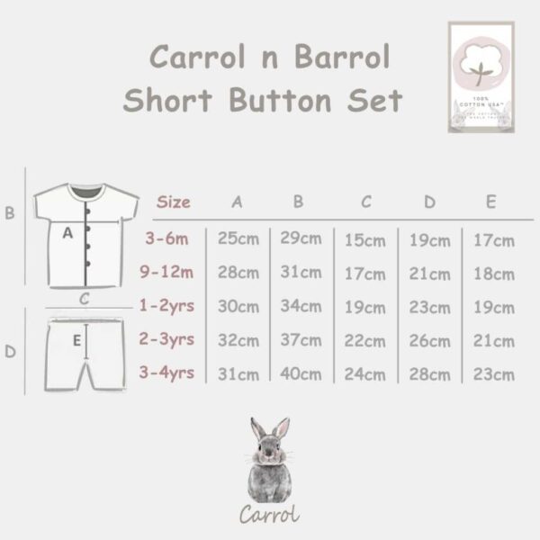 Carrol n Barrol Short Button Set Bear n Friends Collections - Setelan Pendek Bayi Katun - Baju Set Anak Katun - Gambar 6