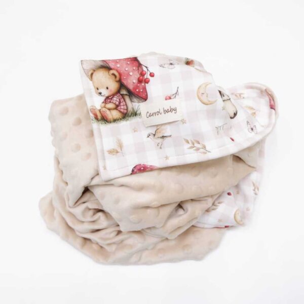 Carrol Baby Blanket Baby Mushroom Bear - Selimut Bayi - Selimut Minky - Gambar 5