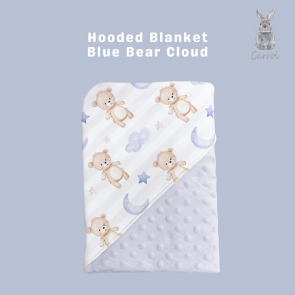 Carrol Baby Blanket Baby Blue Bear Cloud - Selimut Bayi - Selimut Minky - Gambar 2