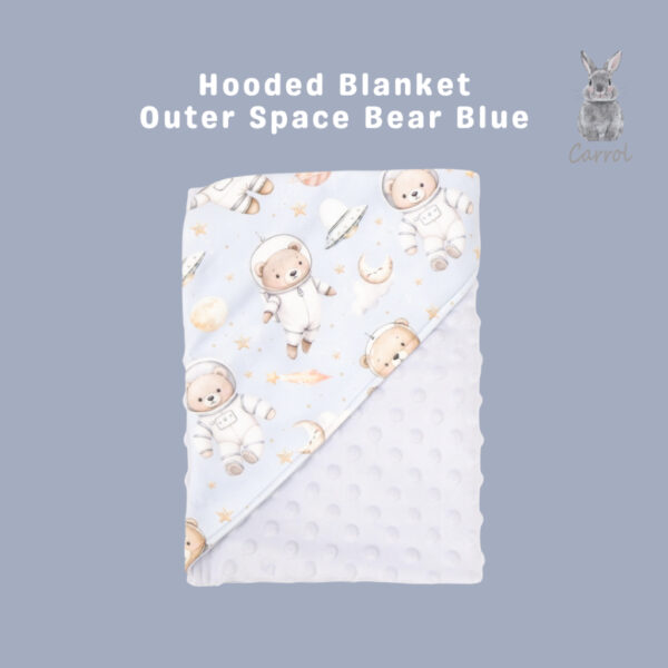 Carrol Baby Blanket Baby Outer Space Bear Blue - Selimut Bayi - Selimut Minky - Gambar 2