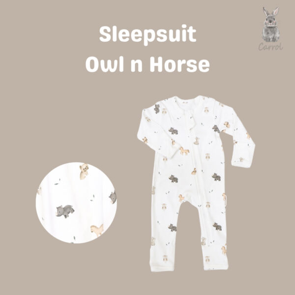 Carrol n Barrol Sleepsuit Bear n Friends Collections - Jumper Panjang Buka Tutup tangan kaki - Gambar 2