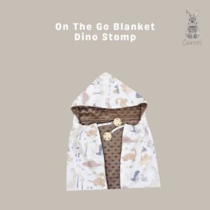 Carrol Baby On The Go Blanket Dinosaur Stomp Brown - Selimut On The Go Bayi
