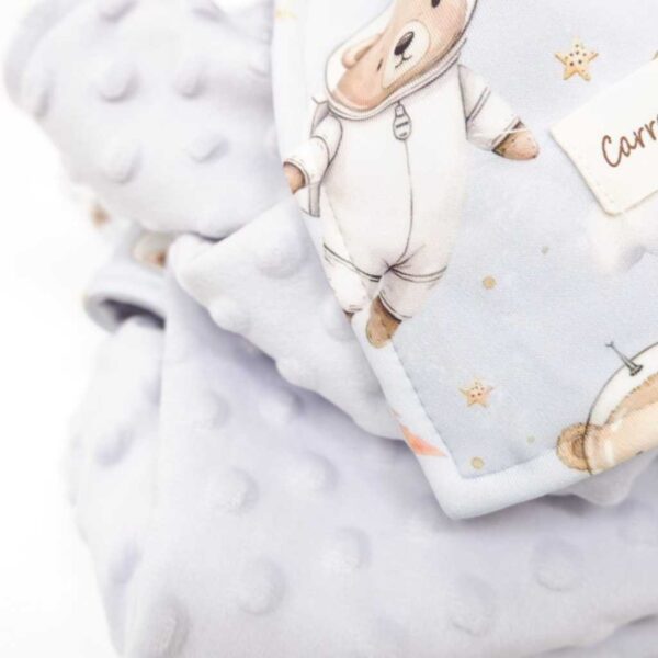 Carrol Baby Blanket Baby Outer Space Bear Blue - Selimut Bayi - Selimut Minky - Gambar 3