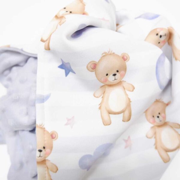 Carrol Baby Blanket Baby Blue Bear Cloud - Selimut Bayi - Selimut Minky - Gambar 4