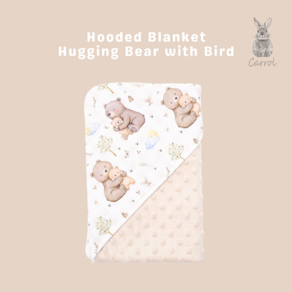 Carrol Baby Blanket Baby Hugging Bear With Bird - Selimut Bayi - Selimut Minky - Gambar 2
