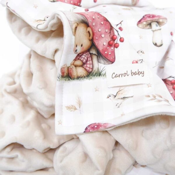 Carrol Baby Blanket Baby Mushroom Bear - Selimut Bayi - Selimut Minky - Gambar 3