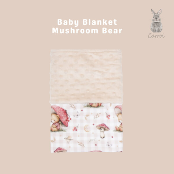 Carrol Baby Blanket Baby Mushroom Bear - Selimut Bayi - Selimut Minky