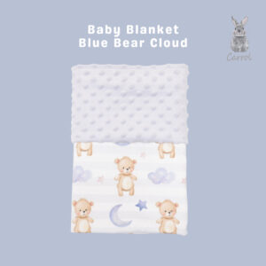 Carrol Baby Blanket Baby Blue Bear Cloud - Selimut Bayi - Selimut Minky