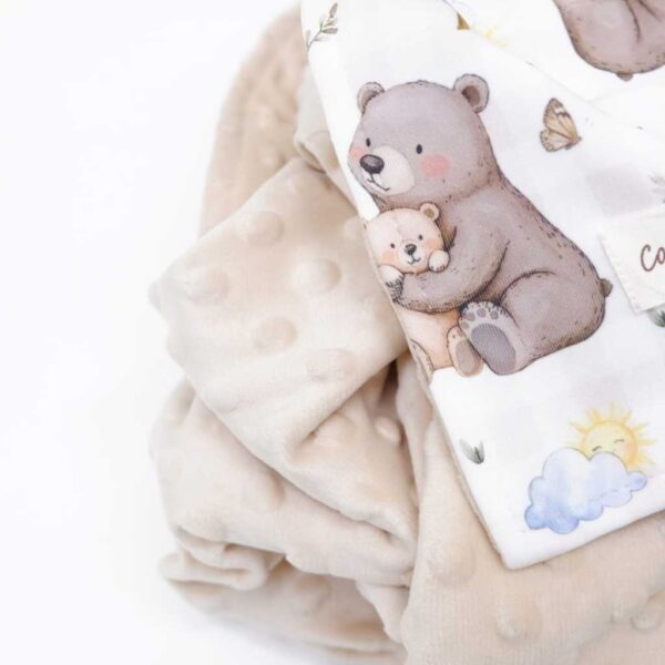 Carrol Baby Blanket Baby Hugging Bear With Bird - Selimut Bayi - Selimut Minky - Gambar 3