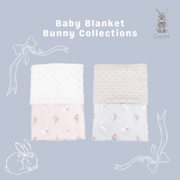 Carrol Baby Blanket Baby Rose Bunny - Selimut Bayi - Selimut Minky