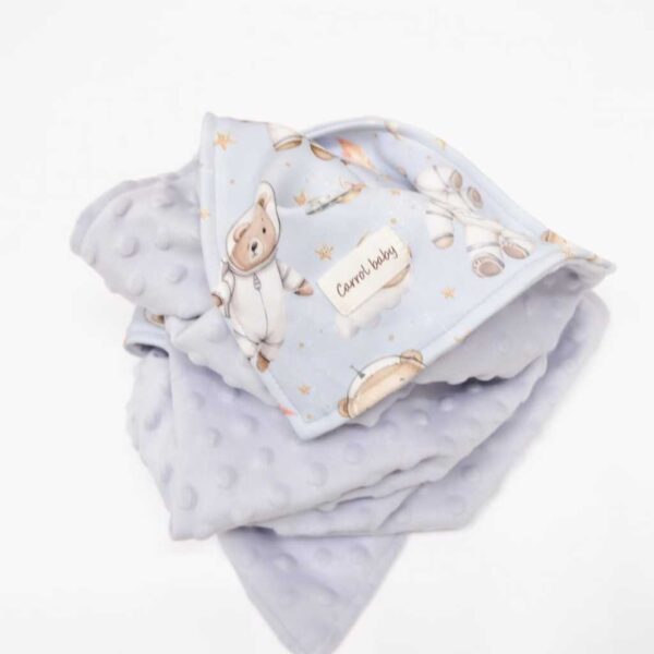 Carrol Baby Blanket Baby Outer Space Bear Blue - Selimut Bayi - Selimut Minky - Gambar 4