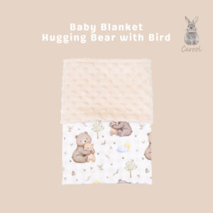 Carrol Baby Blanket Baby Hugging Bear With Bird - Selimut Bayi - Selimut Minky