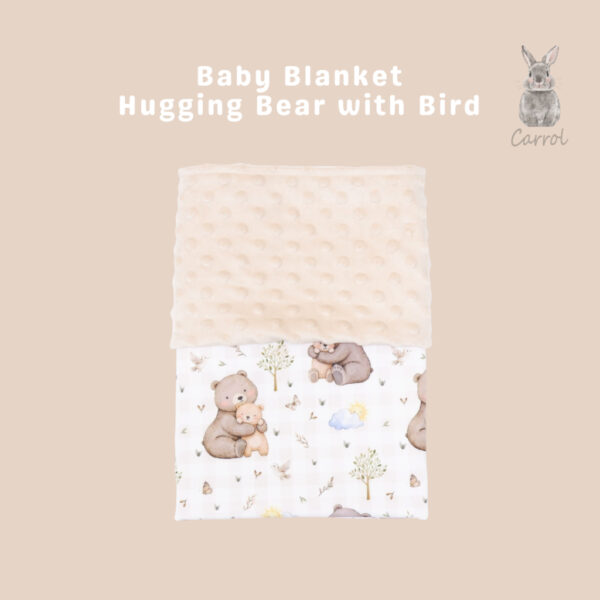 Carrol Baby Blanket Baby Hugging Bear With Bird - Selimut Bayi - Selimut Minky