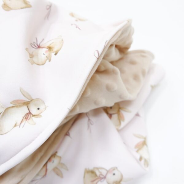Carrol Baby Blanket Bunny Ribbon Nude  - Selimut Bayi - Selimut Minky - Gambar 3