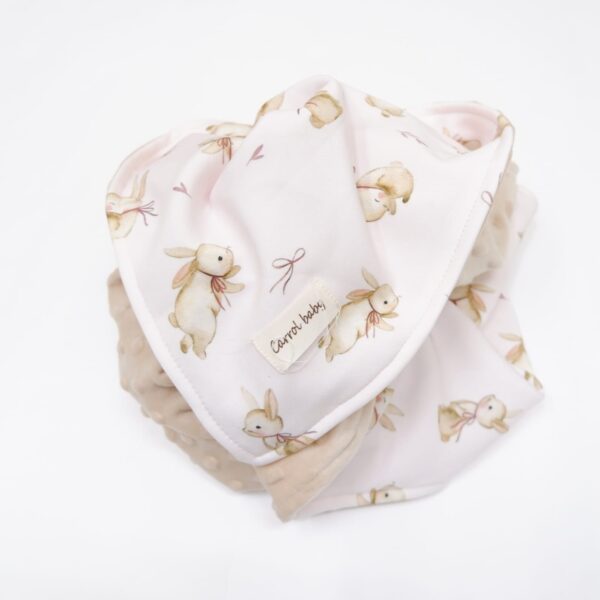 Carrol Baby Blanket Bunny Ribbon Nude  - Selimut Bayi - Selimut Minky - Gambar 4