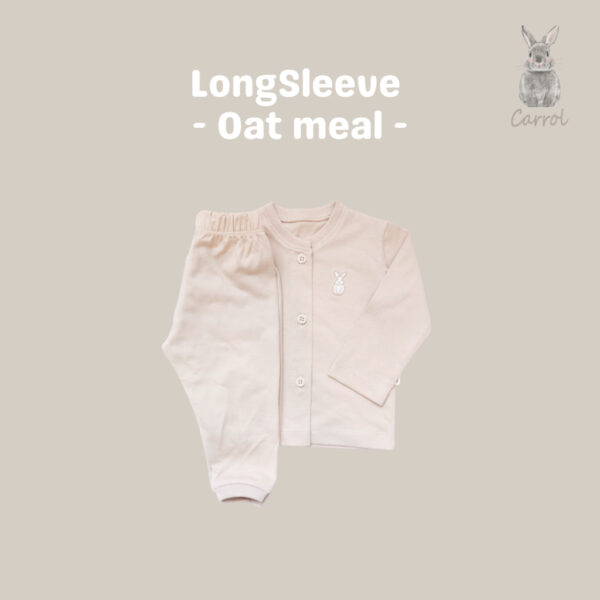 Carrol n Barrol Long Sleeve Plain Almond Colors Collections - Piyama Bayi - Setelan Panjang Katun - Gambar 3
