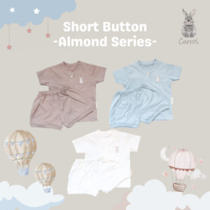 Carrol n Barrol Short Button Plain Almond Colors - Setelan Pendek Bayi Katun