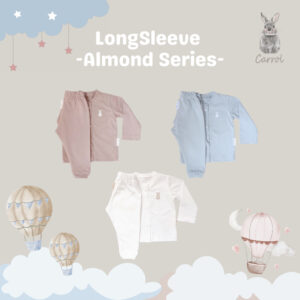 Carrol n Barrol Long Sleeve Plain Almond Colors Collections - Piyama Bayi - Setelan Panjang Katun