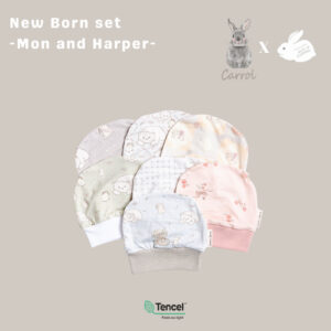 Carrol n Barrol X Mon n Harper New Born Set - Set Tangan Kaki Bayi Tencel - Topi Bayi Tencel