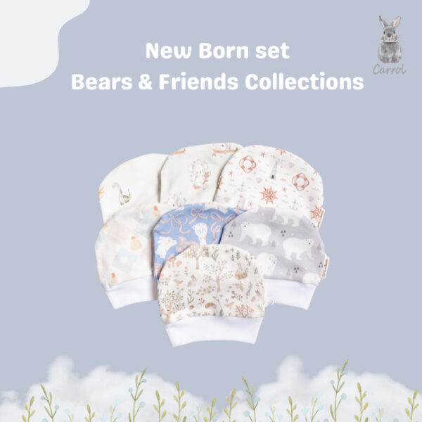Carrol n Barrol New Born Set Bear n Friends Collections - Set Tangan Kaki Baby Katun - Set Tangan Kaki Bayi Lucu