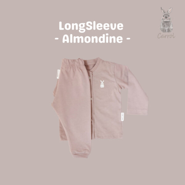 Carrol n Barrol Long Sleeve Plain Almond Colors Collections - Piyama Bayi - Setelan Panjang Katun - Gambar 2