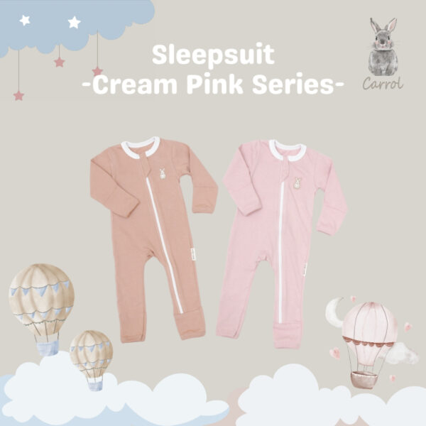 Carrol n Barrol Sleepsuit Plain Almond Colors Collections - Jumper Panjang Tutup Kaki - Sleepsuit Baby