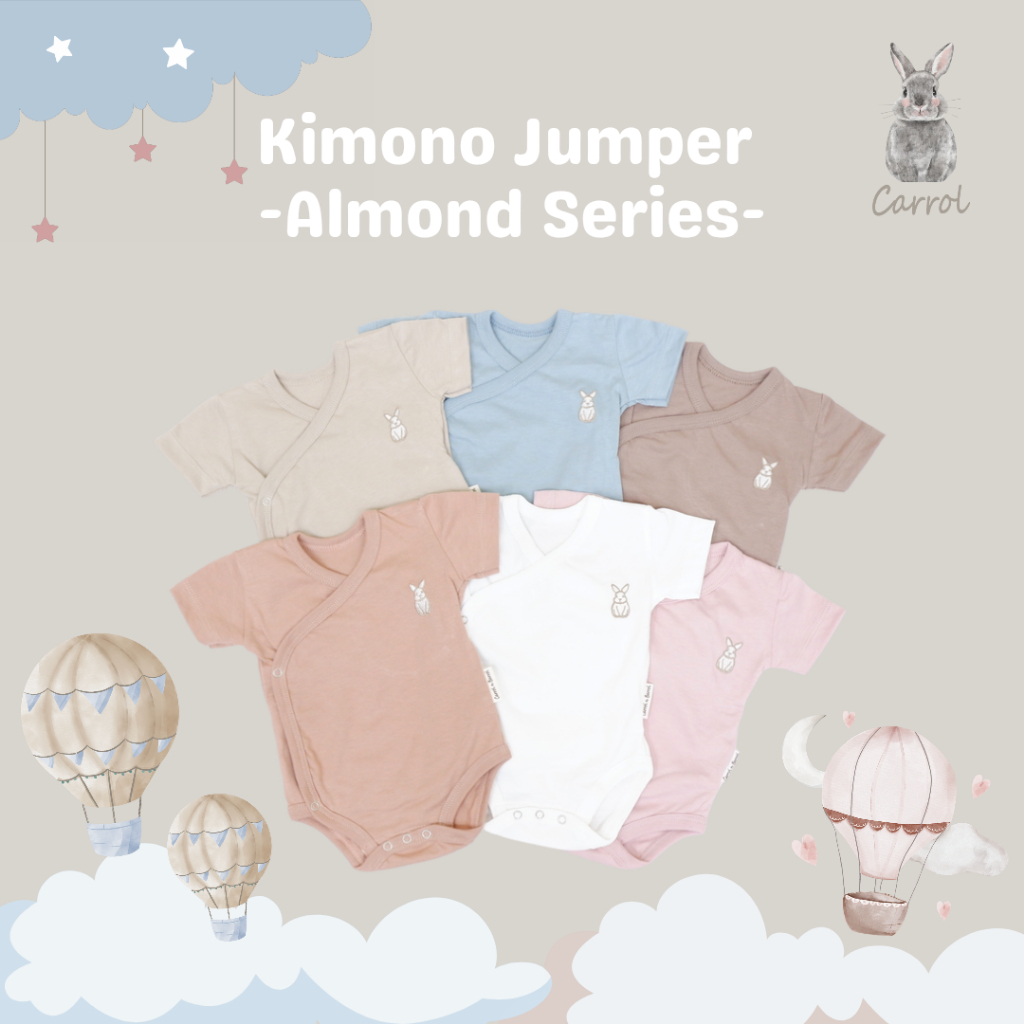 Carrol n Barrol Kimono Jumper Cotton Almond Colors Collections - Jumper Bayi Katun Pendek