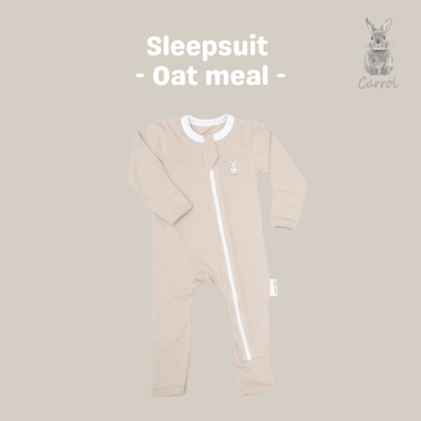 Carrol n Barrol Sleepsuit Plain Almond Colors Collections - Jumper Panjang Tutup Kaki - Sleepsuit Baby - Gambar 2