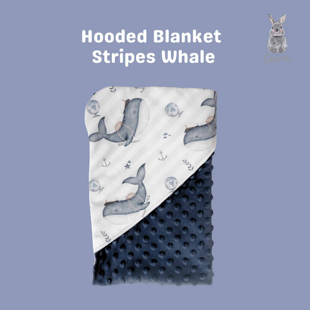 Carrol Baby Blanket Baby Stripes Whale - Selimut Bayi - Selimut Minky - Gambar 2