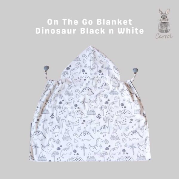 Carrol Baby On The Go Blanket Dino Black n White - Selimut On The Go Bayi - Gambar 2